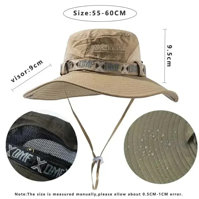 1Set summer bucket hat man protection UV hiking beach sun protection bucket hat summer hunting hat fish net hat safari