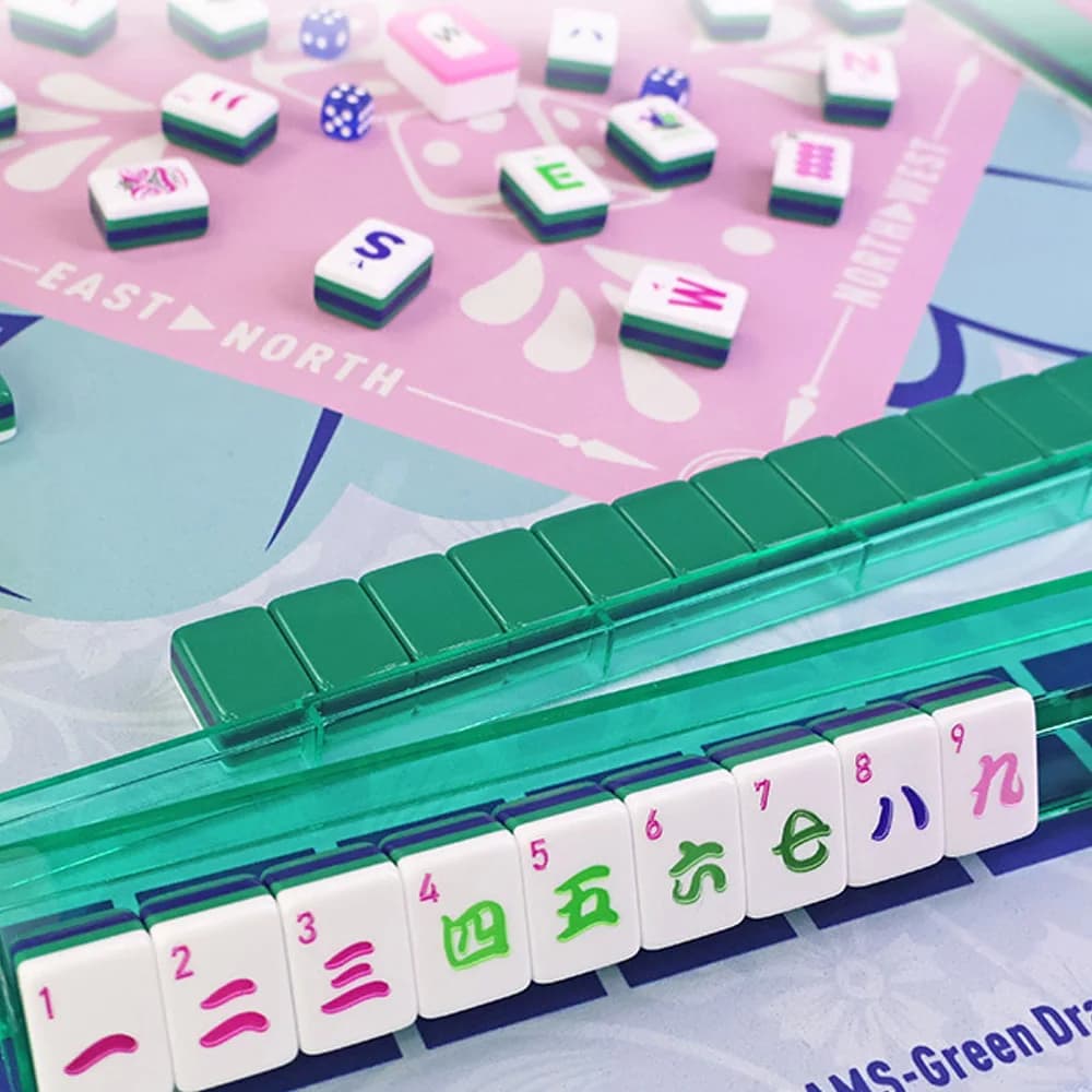 Set da Mahjong in Acrilico a 4 Strati, 160 Tessere Americane con Retro Verde, Set da Viaggio Portatile per Adulti e Feste in Famiglia