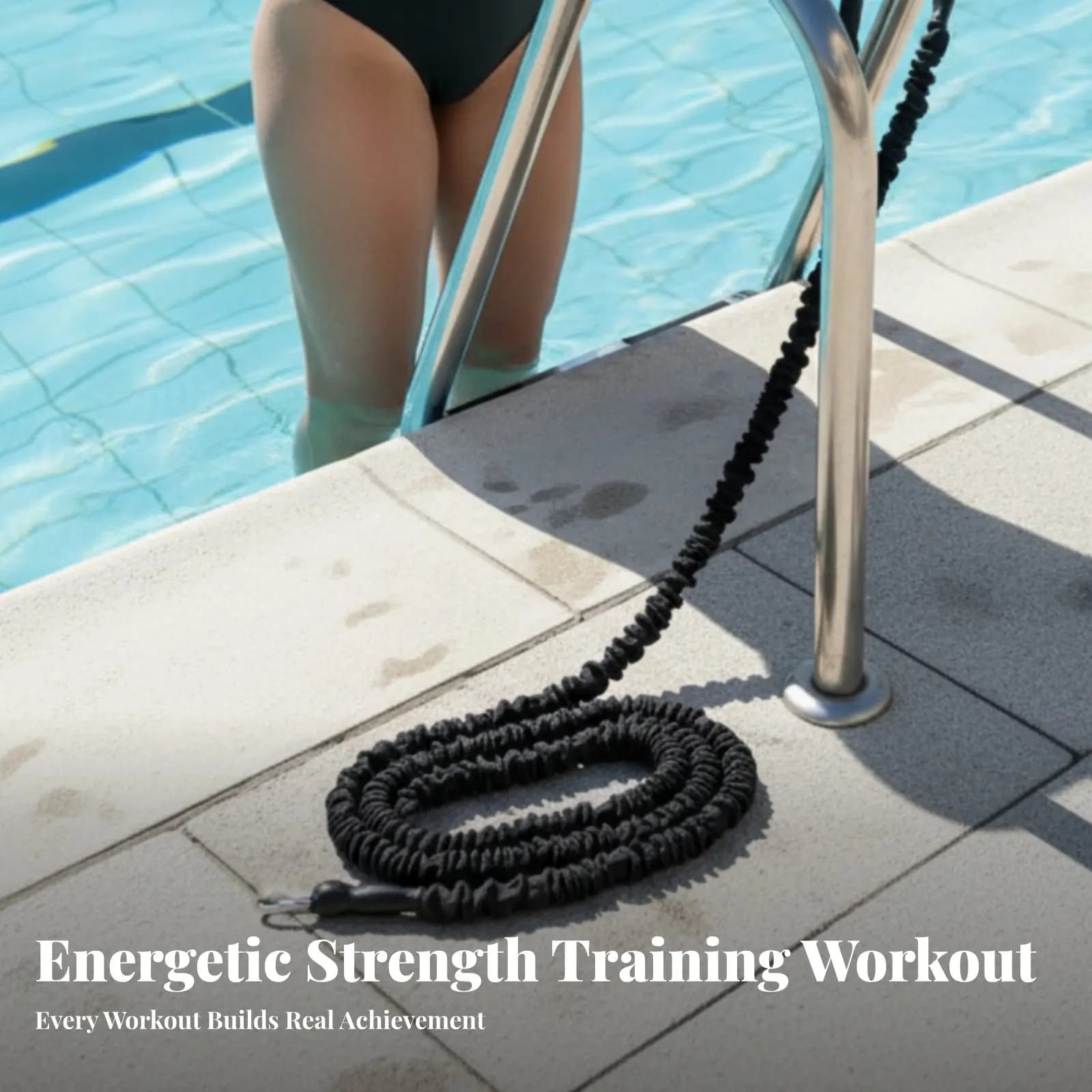 Set di Bande di Resistenza per Allenamento Acquatico, Corda Elastica, Attrezzatura per Allenamento di Potenza, Cintura per Allenamento di Nuoto, Facile Installazione