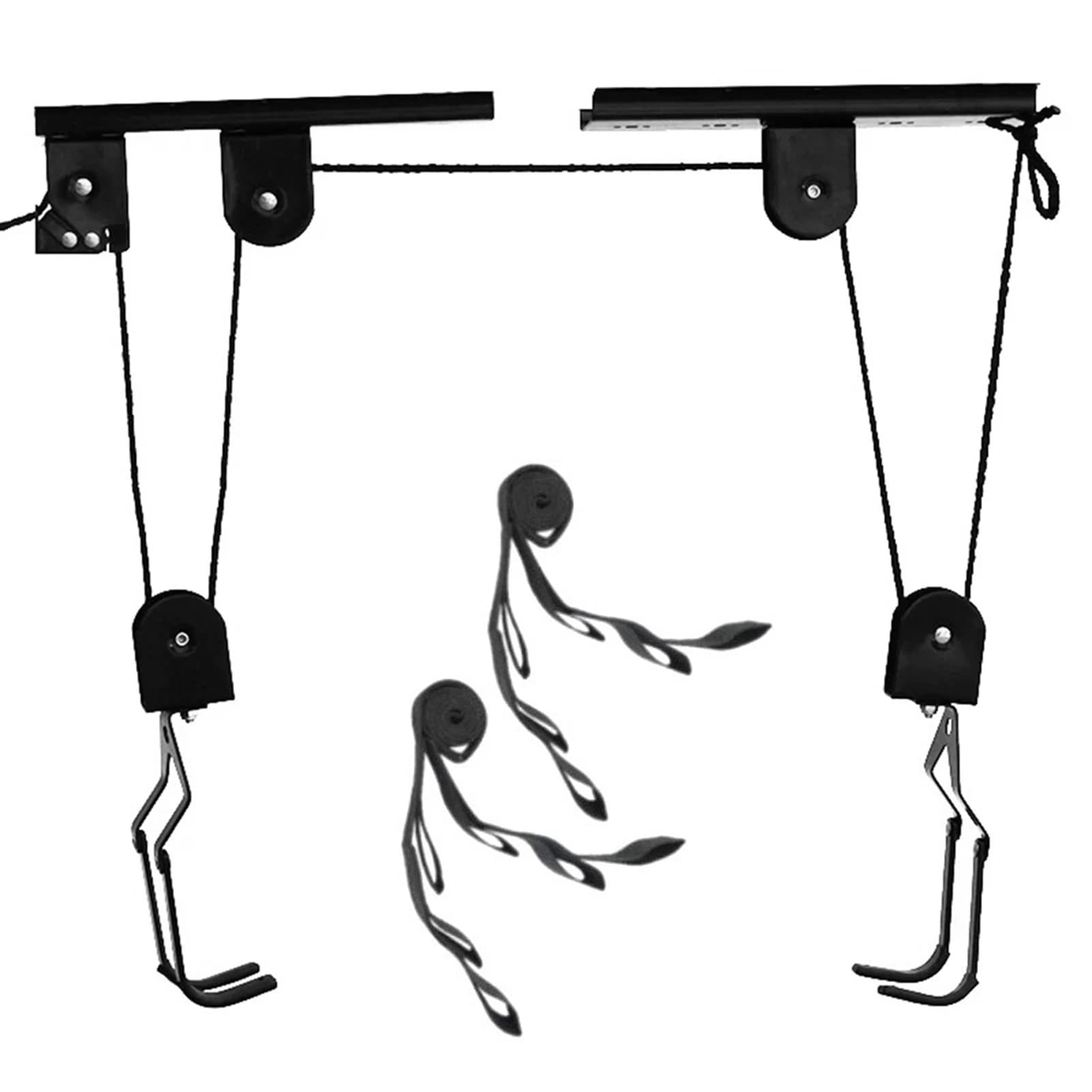 Sistema di pulegge dell'ascensore della bici di stoccaggio del Garage della gru della bicicletta con il gancio della bicicletta del soffitto resistente del portabiciclette sopraelevato del cuscinetto di 60kg
