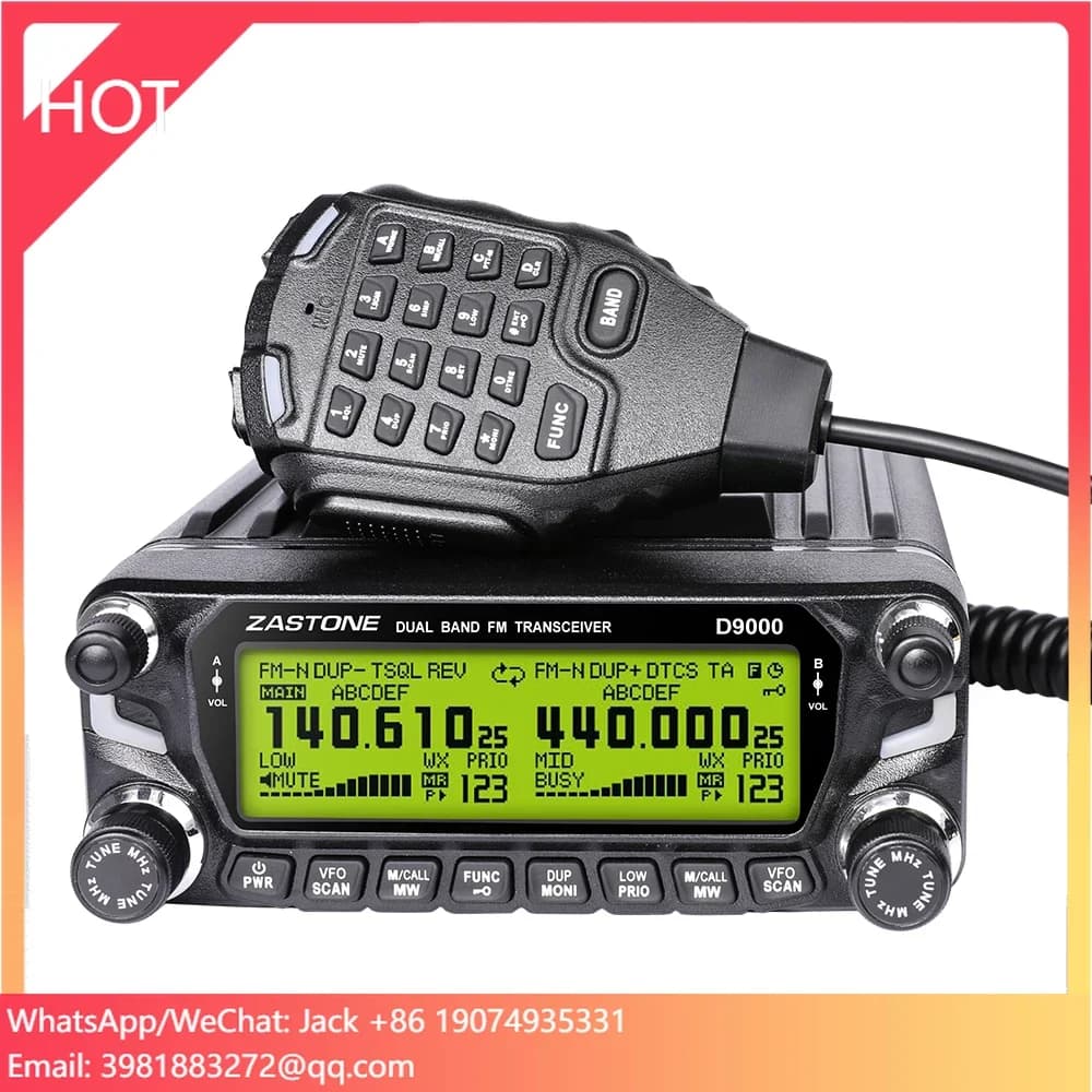 2023 Zastone D9000 50W Radio Mobile per Auto, Walkie Talkie Dual Band U/V 50km, Ricetrasmettitore HF, Stazione Radio CB 136-174MHZ 400-520MHZ