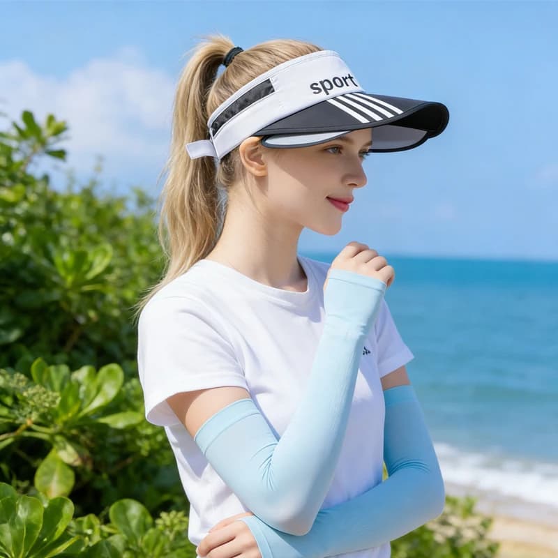 Cappello da sole portatile estensibile con tesa larga e design traforato, protezione solare estiva, cappello da spiaggia da donna per ciclismo e sport all'aperto