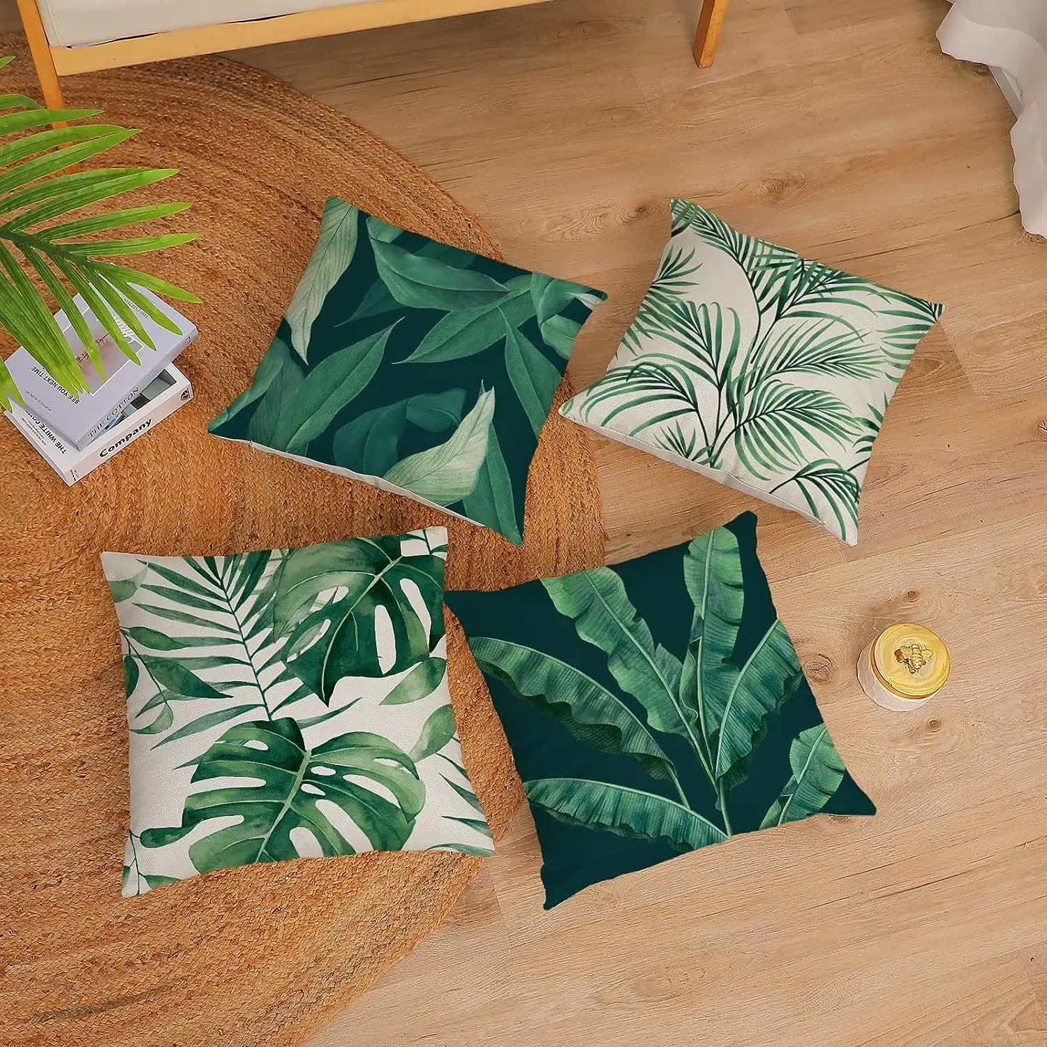 Pillow pillow case with green plants tropical leaves summer decoration pillow lining sofa decoration for outdoor home