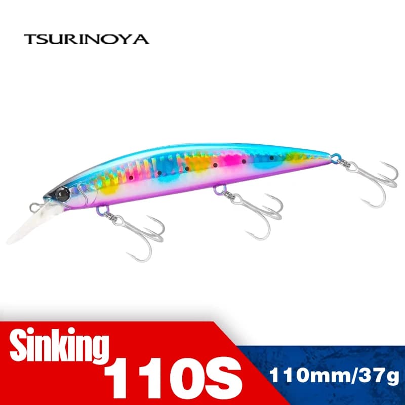 TSURINOYA 110S 110mm 37g Pesante Affondamento Minnow Duro Plastica Artificiale Richiamo di Pesca in Mare WIZARD Max 80m Ultra Lungo Esca da lancio