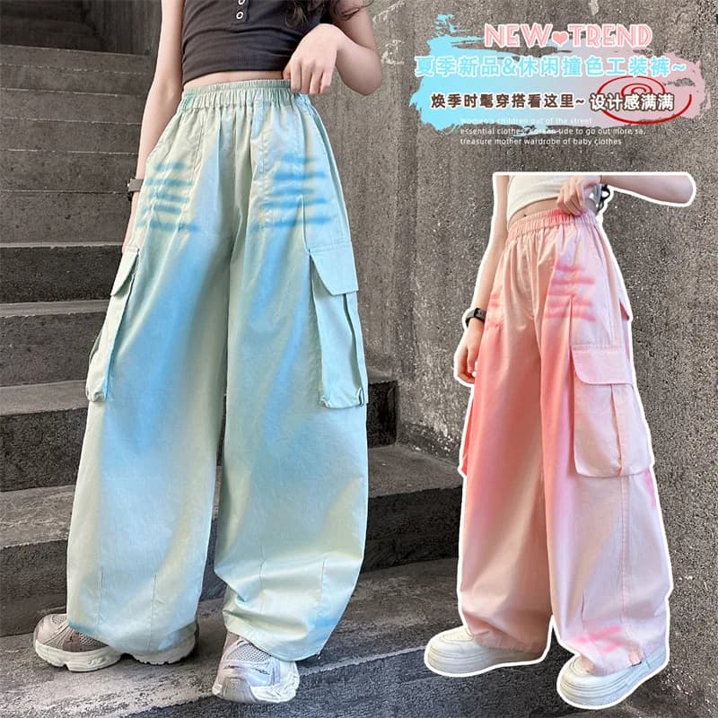 Pantaloni Cargo in Cotone Casual Y2K per Ragazze, Stampa Spray Gotica, Abbigliamento Streetwear alla Moda per Bambini