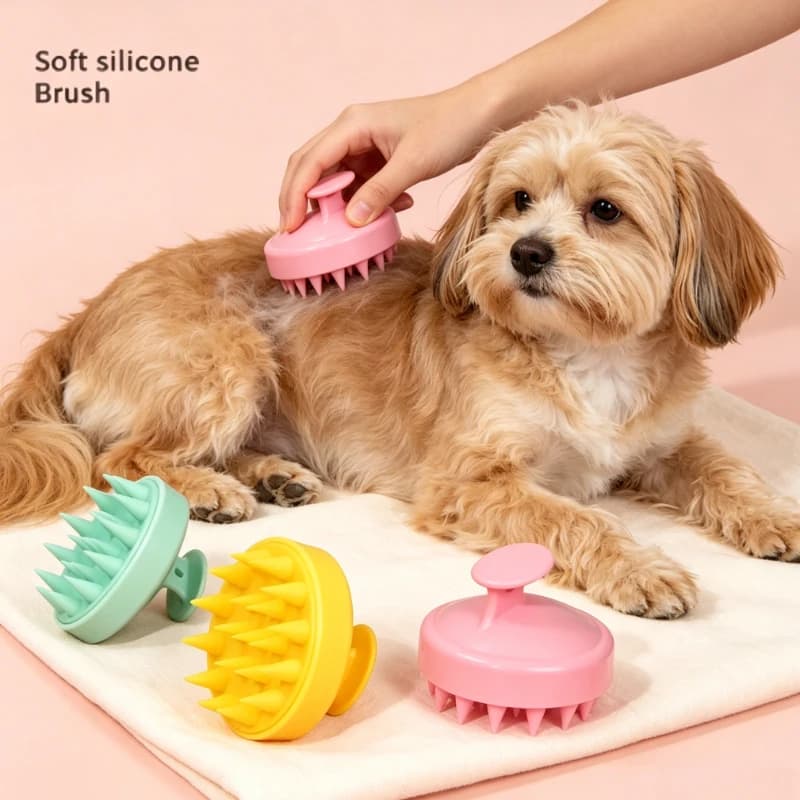 Plastic Silicone Massage Comb Clean The Scalp Thoroughly Scalp Massage Easy Foaming Head Massage Pet Brush Bath Comb Shampoo