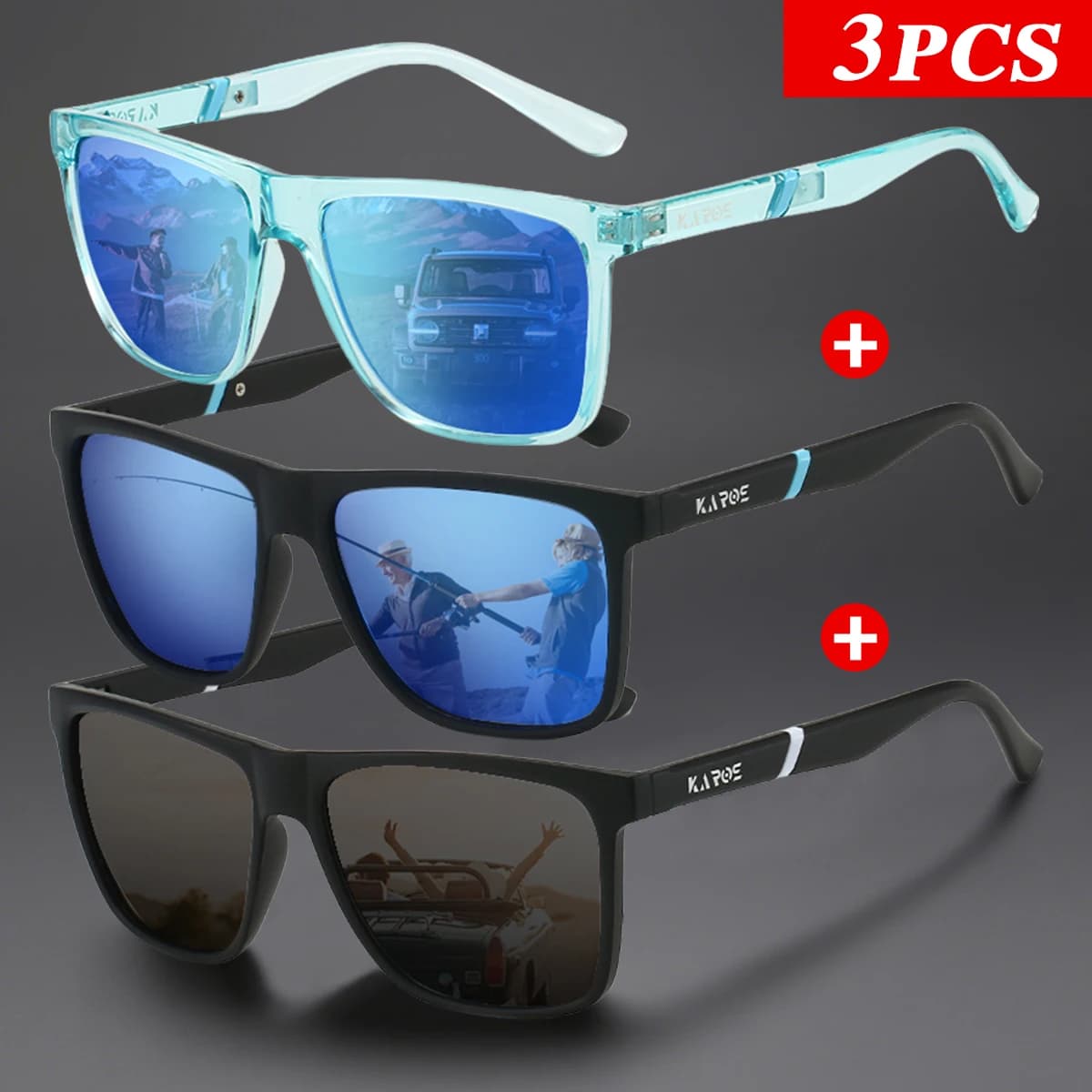 3 pz/set Karos occhiali da sole polarizzati uomo donna protezione UV400 occhiali guida ciclismo pesca corsa occhiali sportivi all'aria aperta