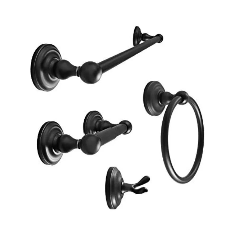 Set di accessori da bagno neri SENTO ROBIKI, accessori per il bagno, include gancio per accappatoio, porta carta igienica, anello porta asciugamani, porta asciugamani da 18 e 24 pollici