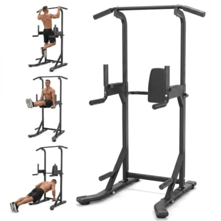 Home gym pull-up bar with carbon steel construction black finish 450LB capacity adjustable height for pull-ups dips and leg rai