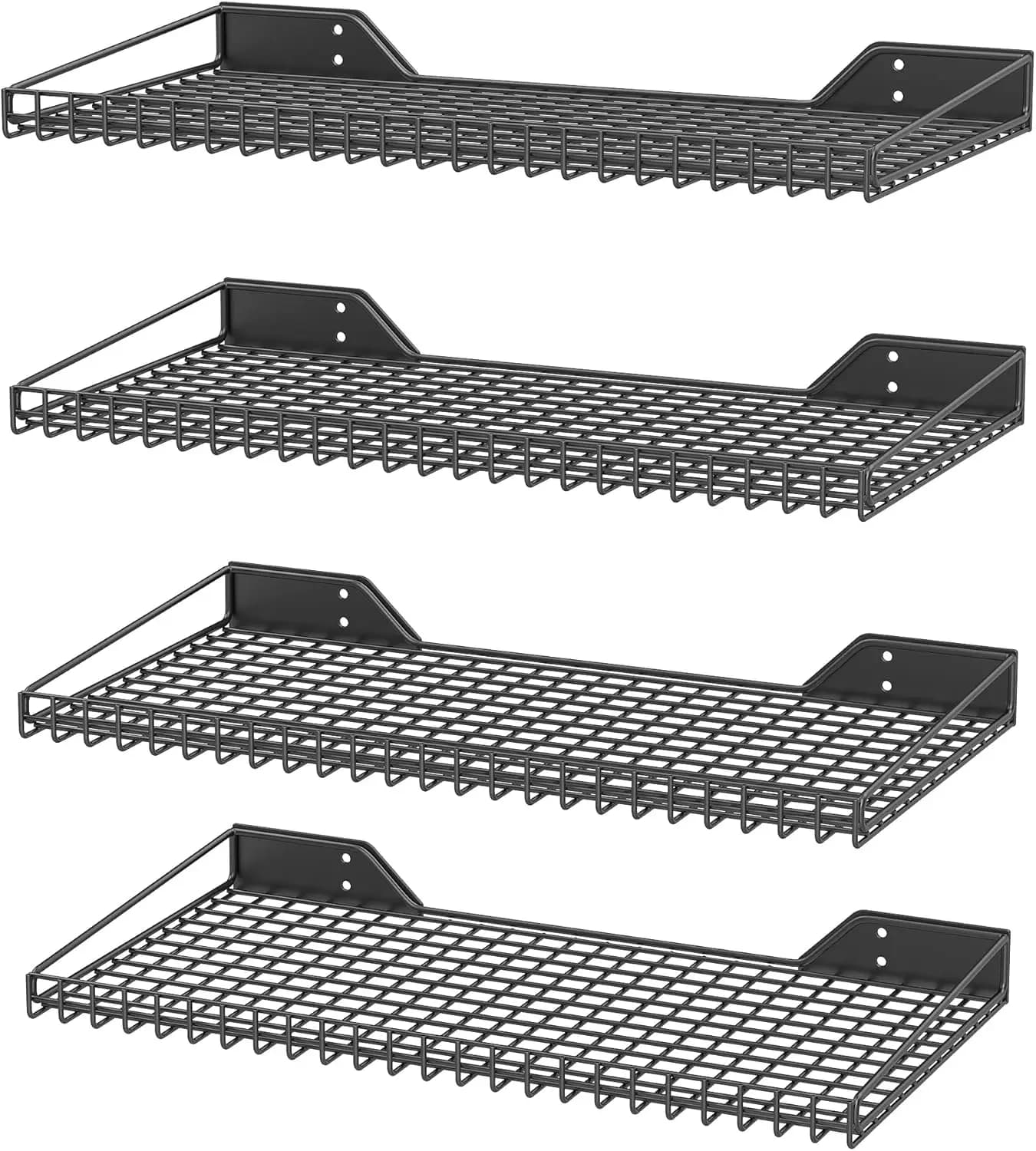 Wall Mounted Storage Shelf for Garage, 4 Pack Metal Shelf Rack, Heavy-Duty Wall Organizer Shelves Suitable for Shop, Shed, Garag