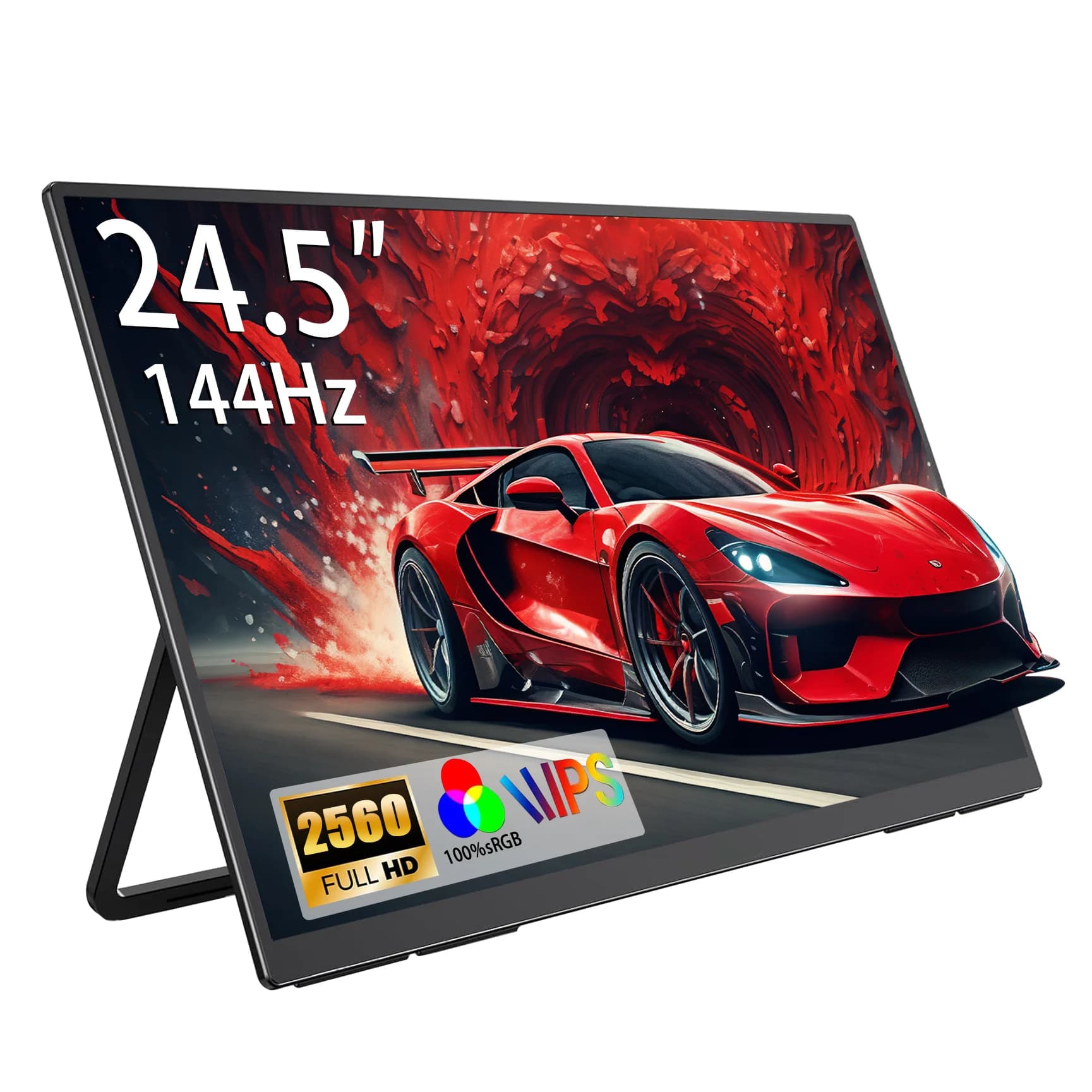 AHXJKA Monitor da gioco portatile da 24,5" 2560x1440 HDR Ampio display 178 ° Secondo schermo da viaggio con supporto regolabile per laptop PS5 Switch