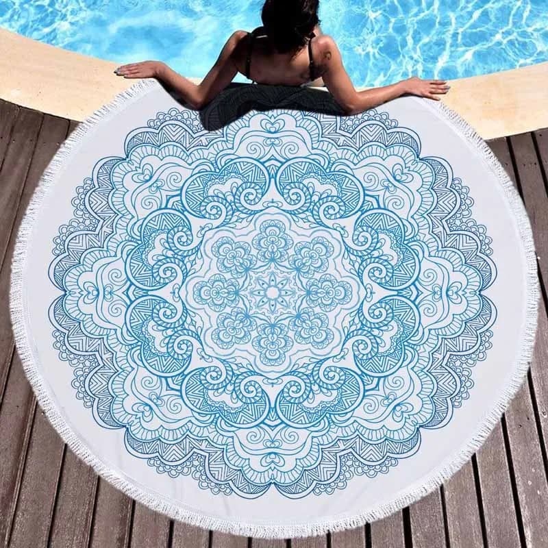 Mandala Microfiber round beach towel Water absorption Sport Sea Beach Yoga Mat with tassel Print Large towel Set 150 cm
