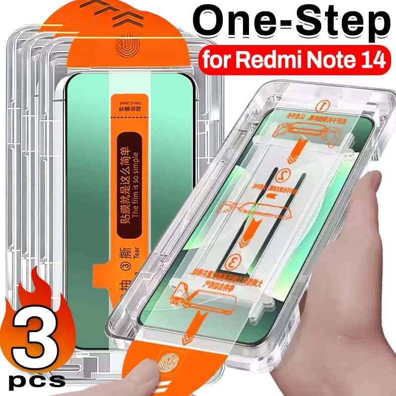 1-3PCS Full Cover Screen Protectors For Xiaomi Redmi Note 13 14 4G 5G Protective Tempered Glass Film With Dust Free Install Kit