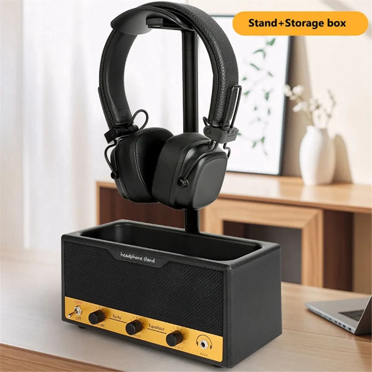 A72Z Multifunctional Headphone Stand with Storage, Wide Curved Gaming Headset Holder for Desk,Stable Headphone Display