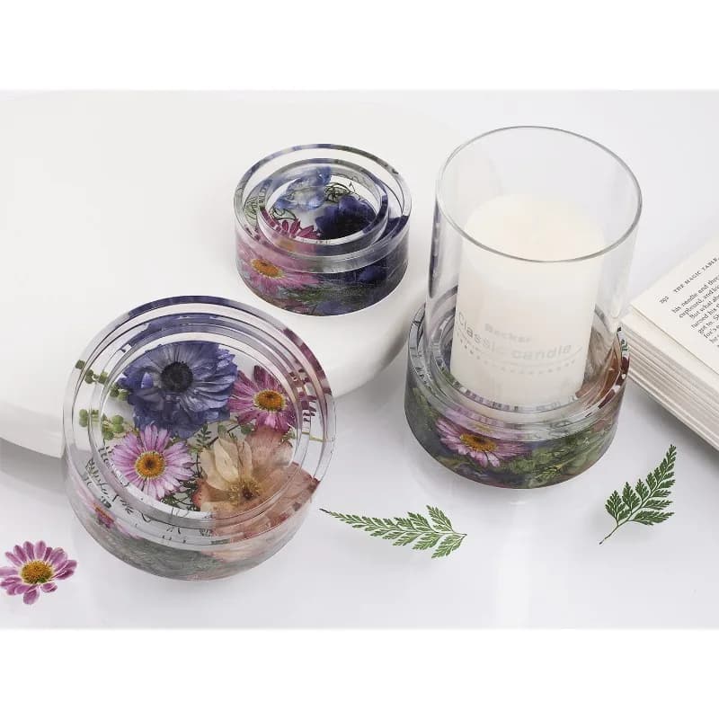 Stampo in Silicone per Portacandele Rotondo Antivento - Base Fai-da-Te per Candele in Cera, Decorazione per Interni/Esterni, Supporto Riutilizzabile per Candele a Colonna