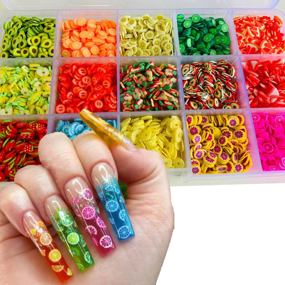 1000pc-240Pc Fette di frutta per unghie, Argilla polimerica 3D Fette di frutta Adesivo Fette di frutta Adesivo Argilla polimerica Accessori per manicure per unghie