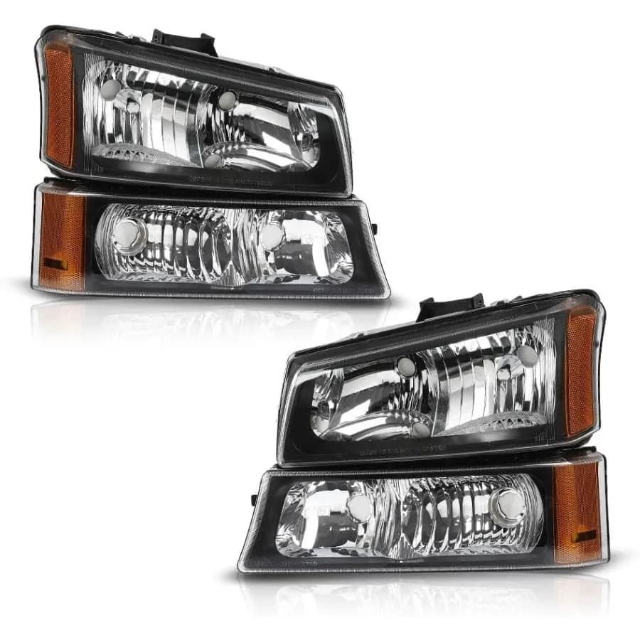 Parafanghi per Chevy Avalanche 1500 2500 e Silverado 1500 2500 HD 3500 20032006 con lente trasparente alloggiamento nero e ambra