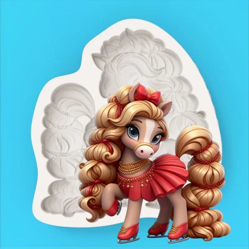 Gorgeous Prom Pony Mold, Detailed Hair and Dress Modeling, Silicone Mold for Chocolate Candy Fondant Making