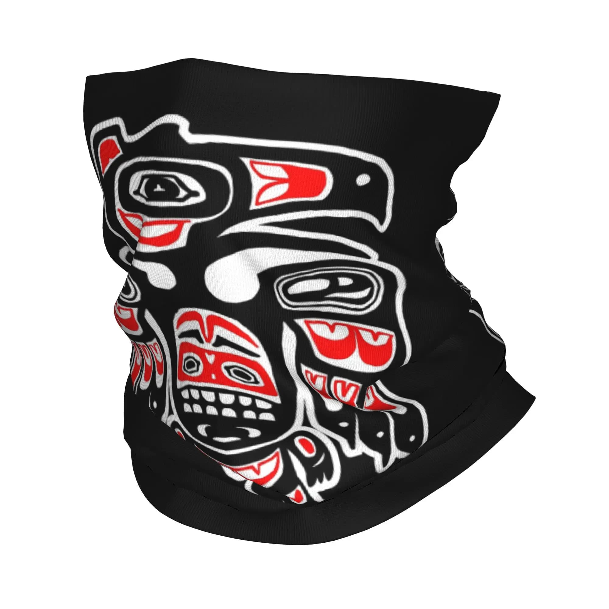 Bandana tribale dell'Alaska con stampa corvo, scaldacollo, sciarpa per il viso, maschera calda per il viso, per equitazione, unisex, per adulti