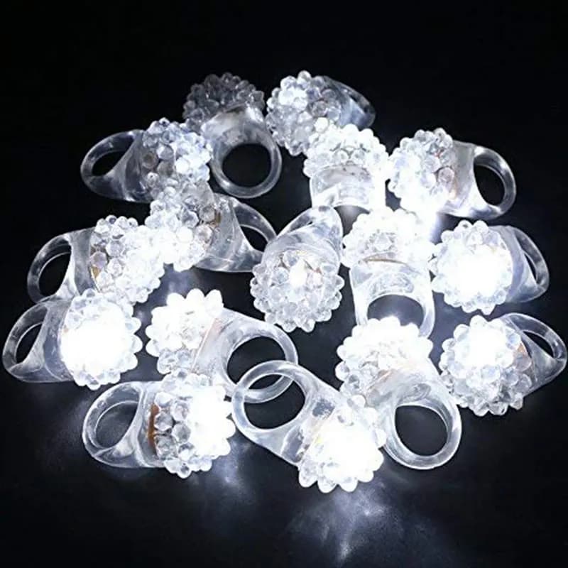 10/30/50pcs LED Bianco Lampeggiante Jelly Bumpy Anelli Glow Jelly Anello in rilievo Illumina Anello in gomma morbida trasparente Glow In The Dark Party