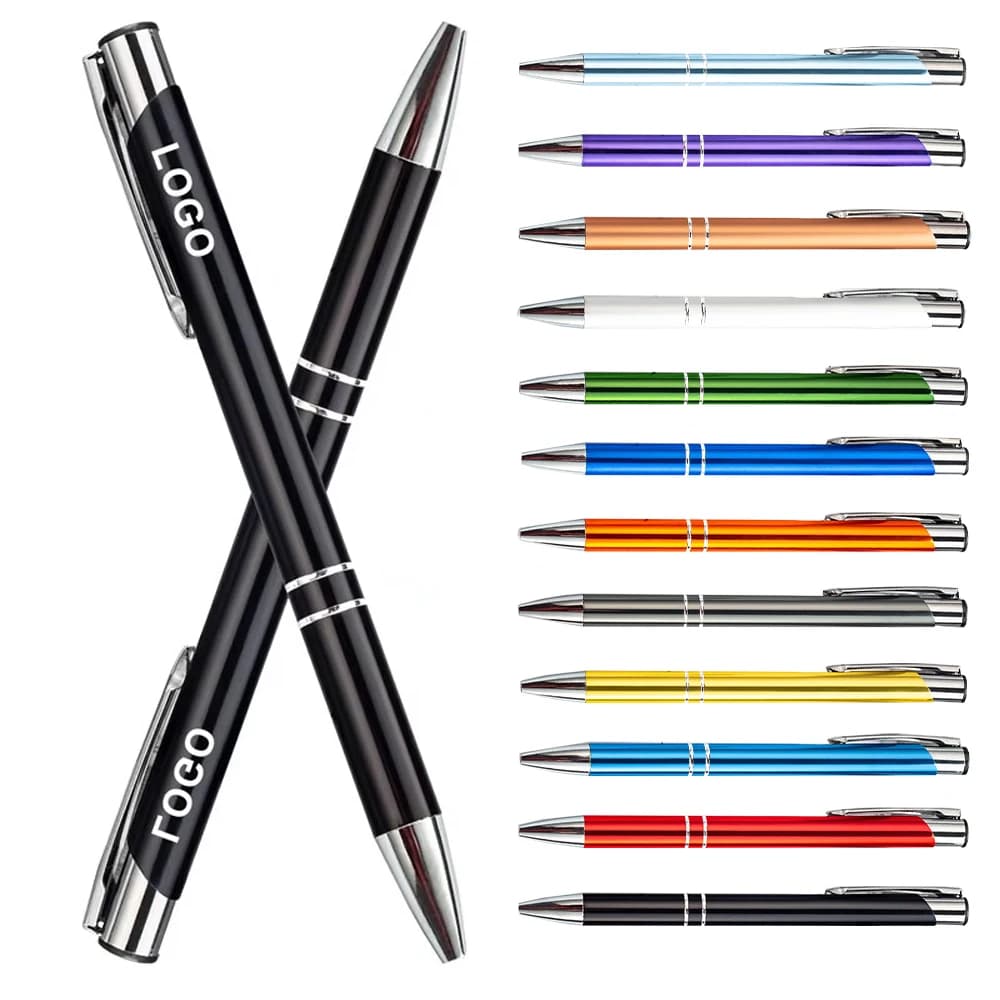 Metal Ballpoint Pen Customised with Laser Engraved Logo, 100/50/20 Pieces, for Promotional Gifts