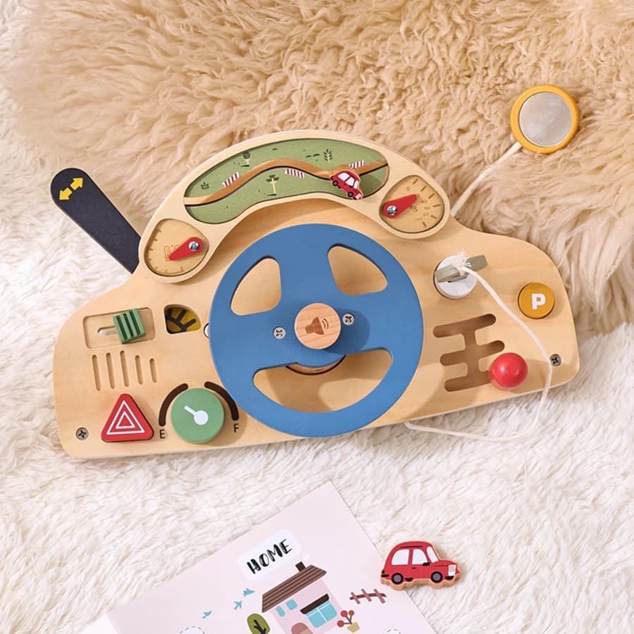 Giocattoli Montessori per bambini che sterzo blocchi per auto in legno attività al volante bordo occupato per i più piccoli giocattolo sensoriale per la prima educazione regalo