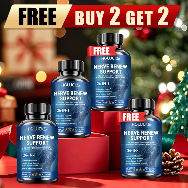 HOLUCKS Integratore per il Supporto del Rinnovamento Nervoso, Formula 26-in-1 con Vitamine del Gruppo B, Acido R-Alfa Lipoico ed Erbe per la Salute dei Nervi e del Cervello