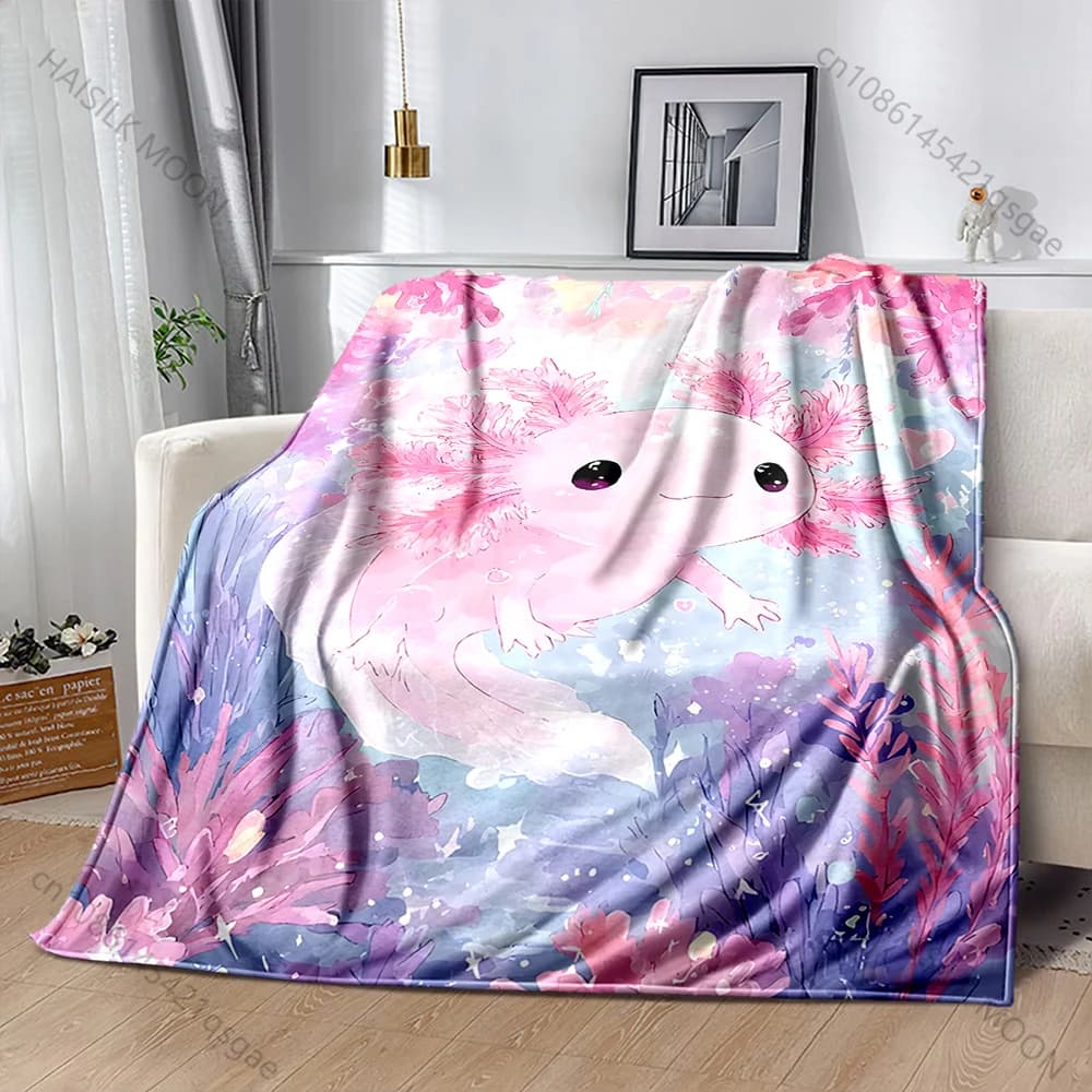 Simpatica creatura acquatica rosa con stampa di creature acquatiche, coperte calde per adulti e bambini, per casa, viaggi, auto, morbide e confortevoli, adatte a tutte le stagioni