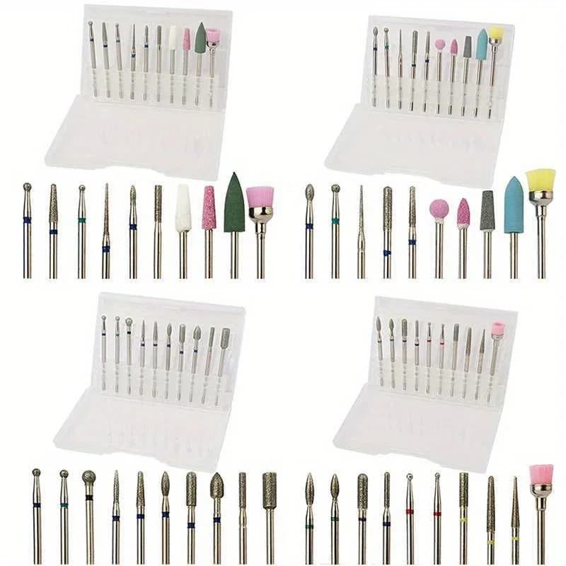 10 pezzi di punte per trapano per unghie diamantate in metallo duro frese per strumenti di pretrattamento della pelle morta per unghie Manicure