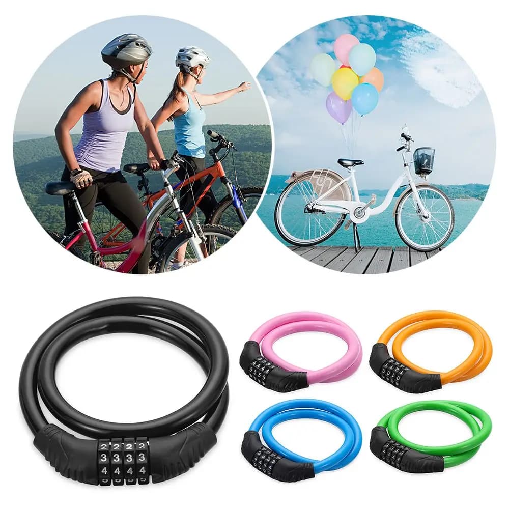 Accessori bici Catena portacavi Sicurezza ciclo Combinazione Numero Lucchetto bici Lucchetto password a 4 cifre