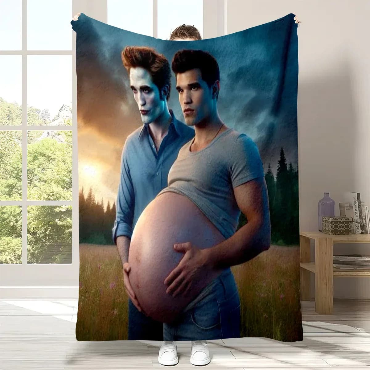 Twilight Saga Edward & Bella Flannel Throw Blanket, Soft Warm Plush Blanket for Couch, Bed, Office, Camping, Ideal Fan Gift