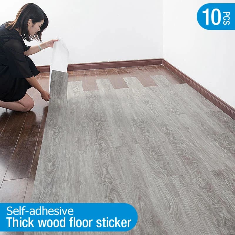 10 pezzi PVC 3D adesivo per pavimenti autoadesivo addensare carta da parati per pavimenti in venature del legno adesivo da parete 3d impermeabile resistente all'usura