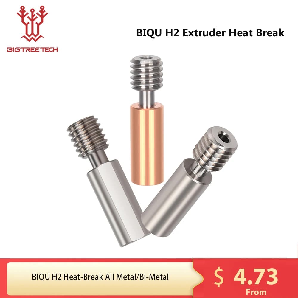 BIQU H2 Estrusore Heat Break All Metal Lega di titanio GRADE5 Heatbreak Parti della stampante 3D per B1 Ender 3 V2.0 Aggiornamento Hotend Kit