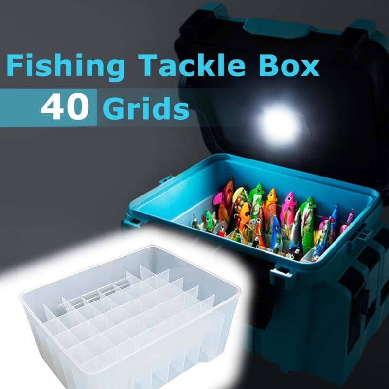 40 Grills Fishing equipment box Rectangular Wear Organizer Storage Box Lined Wooden Shrimp Calamari Container for baits Hard pickup Toolbox