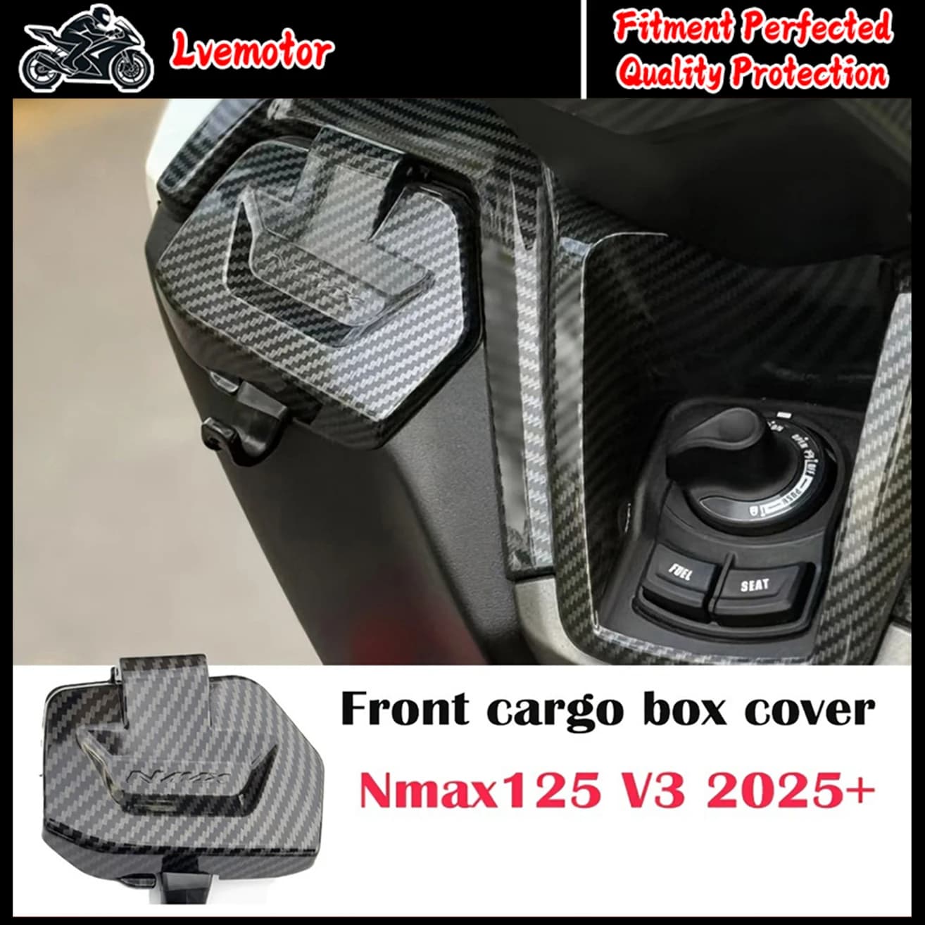 Per YAMAHA NMAX155 125 V3 2025-2026: Coperchio Vano Portaoggetti Anteriore Moto in Fibra di Carbonio con Ganci Portabagagli