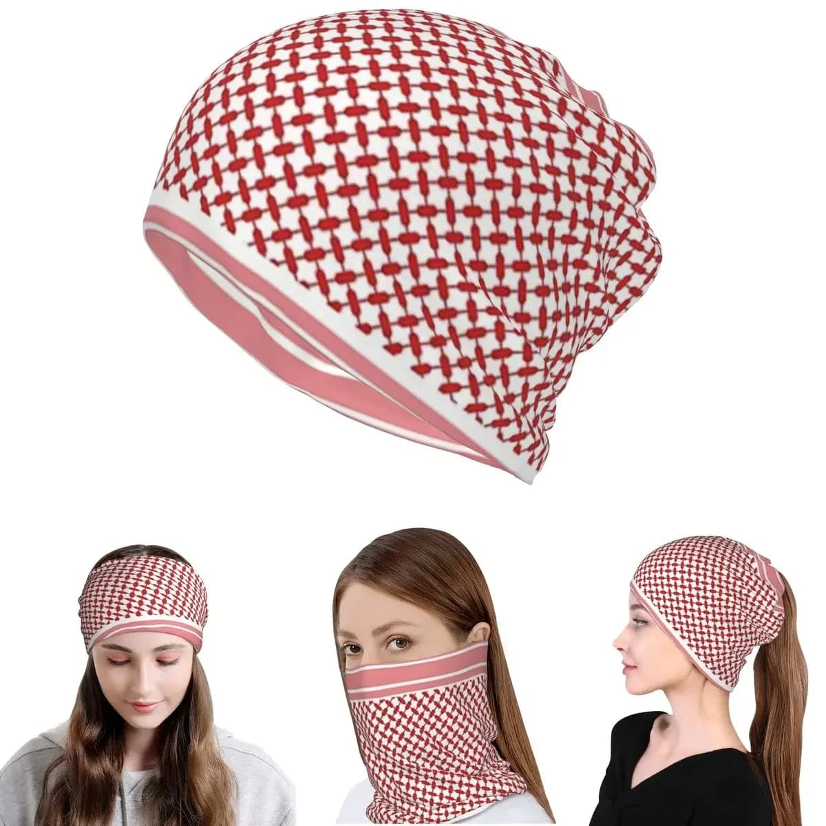 Jordanian Shemagh Design Bandana Neck Cover Mask Scarf Multifunction Face Mask Beanies Hat for Men Women Adult All Season