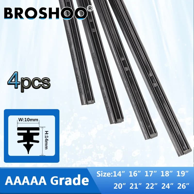 BROSHOO Lama Tergicristallo Dell'automobile di Strisce Del Veicolo Inserto Striscia di Gomma Naturale 14 "16" 17 "18" 19" 20 "21" 22 "24" 26 "10 millimetri 4 pz/lotto Accessori Auto