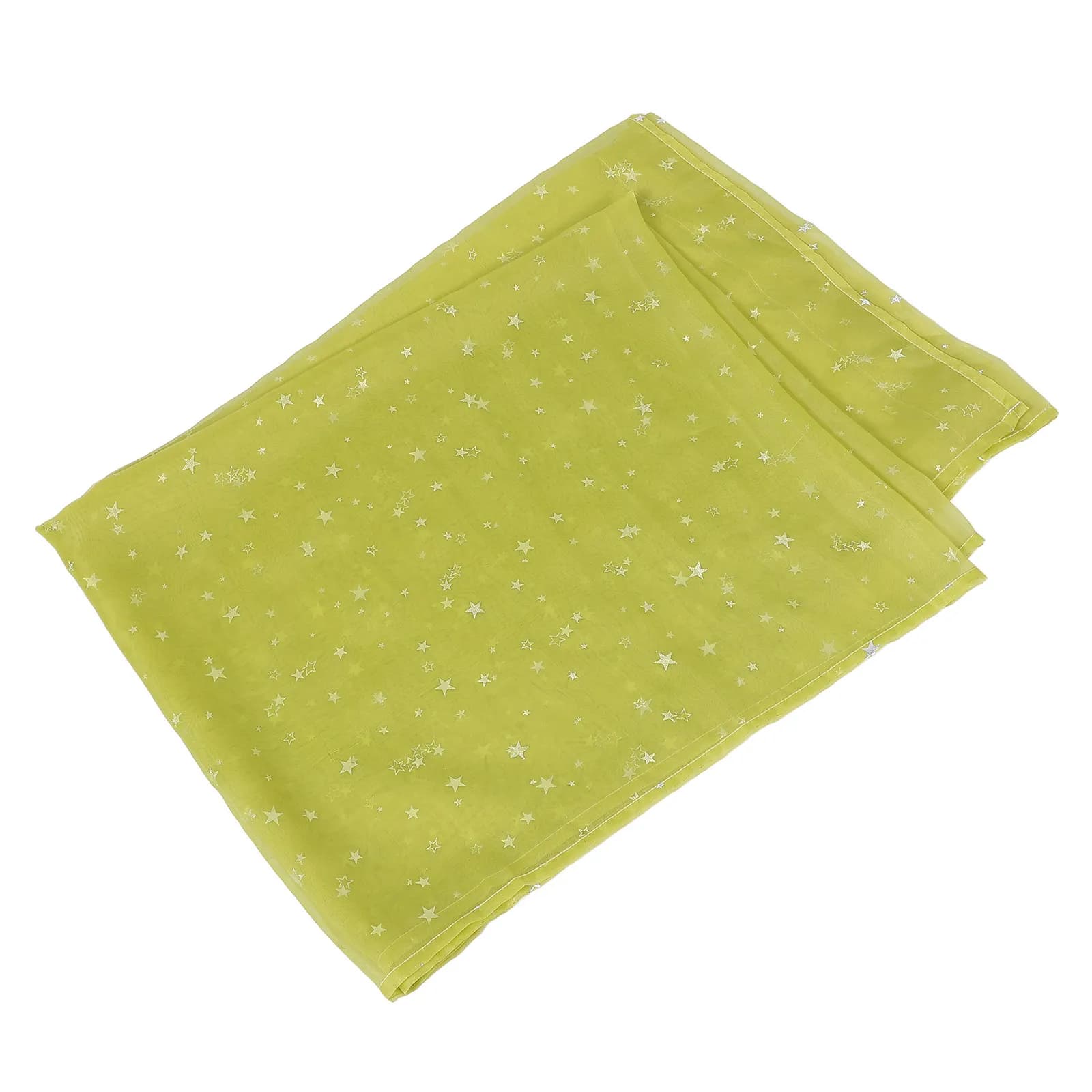 Tende Trasparenti in Foil Argento con Stelle Verdi, Misura 100x270cm, Drappeggi Romantici in Voile per Finestre di Camere da Letto e Camere dei Bambini