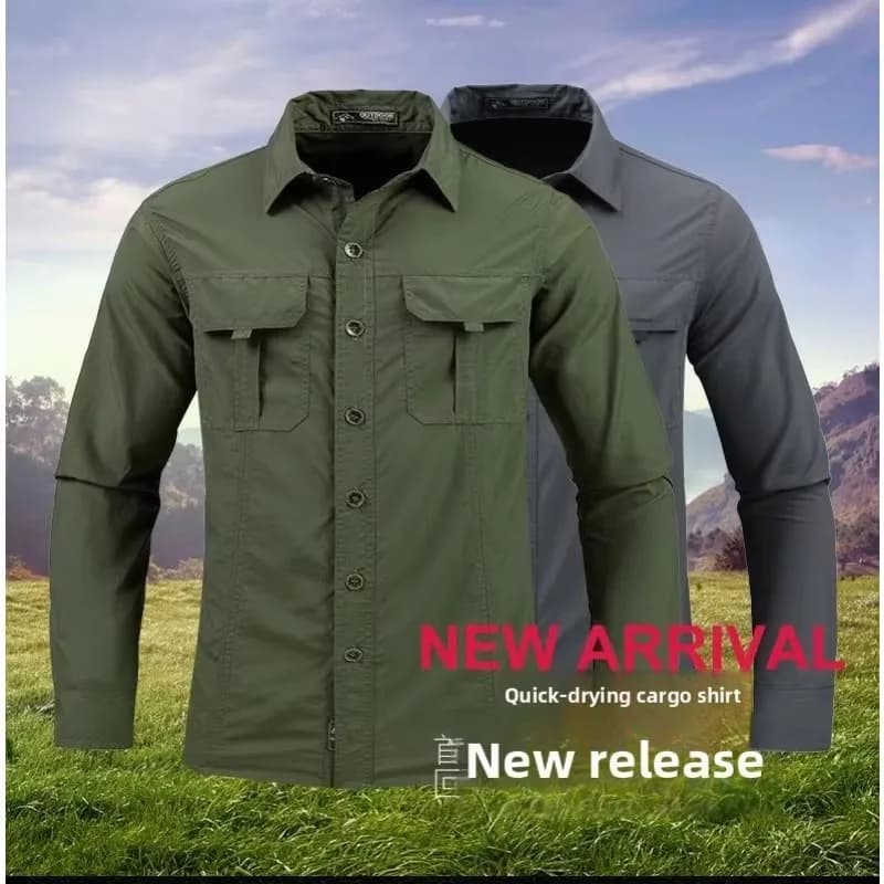 2025 spring summer long sleeve shirts light men's outdoor quick drying new men's outdoor sports trekking shirt breathable with sun protection