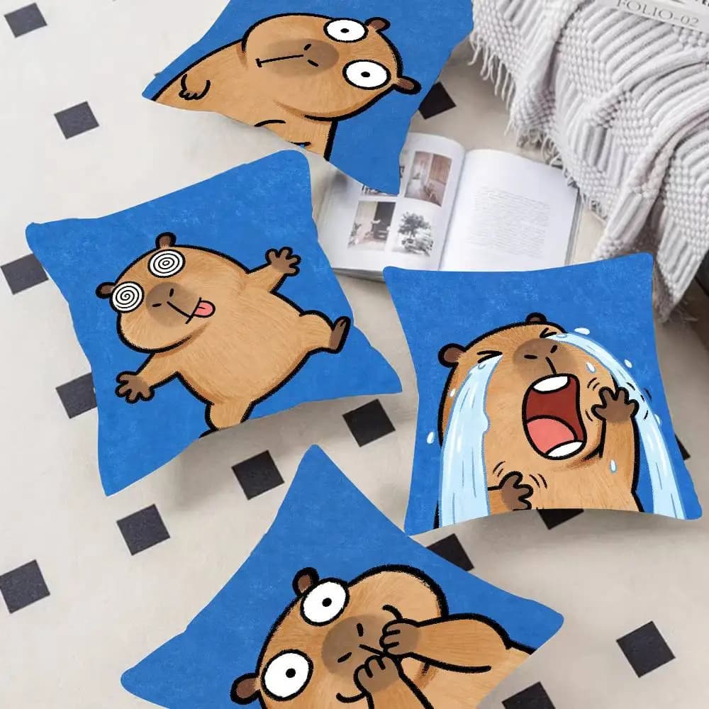 Anime Capybara Porpoise Cushion Cover Car Throw Pillow Case For Sofa Car Christmas Gift