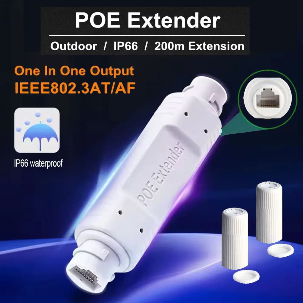 Extensor/POE Repector Extension Waterproof POE IEEE802.3at/af Plug&Play adapter for IP camera NVR Switch PoE