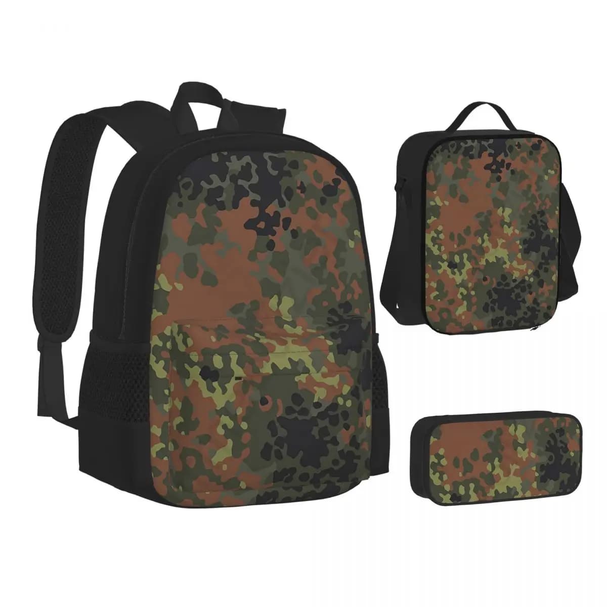 Zaini Flecktarn Camo, borsa per libri per studenti, borse da scuola, zaino per bambini, borsa per il pranzo, borsa per penne, set da tre pezzi