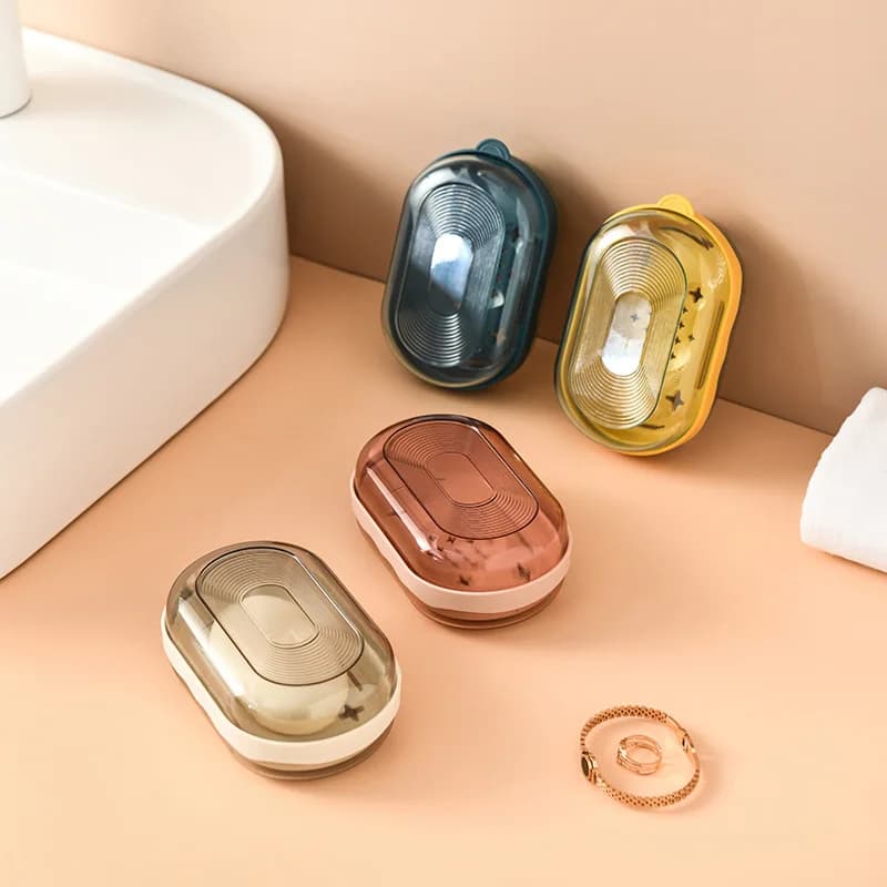 Double Layered Drain Soap Box With Lid For Home Use, Portable Storage Box For Travel, Suitable For Student Dormitories