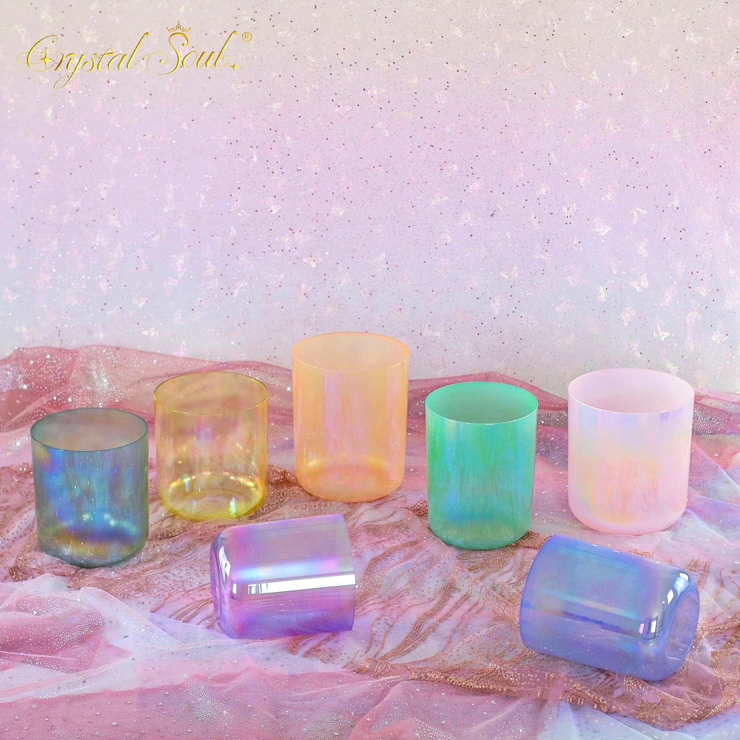 Crystal Soul Colorful Multi-treasure Classic Seven Chakra Bowl Set Alchemy Crystal Singing Bowls