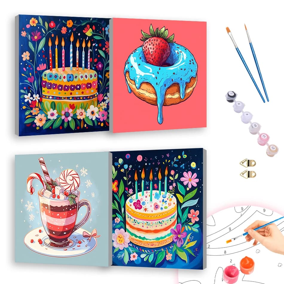 1pc frameless Painting Paints By Numbers Drawing Acrylic Paints Cake and Dessert Paint Pictures By Numbers Gifts