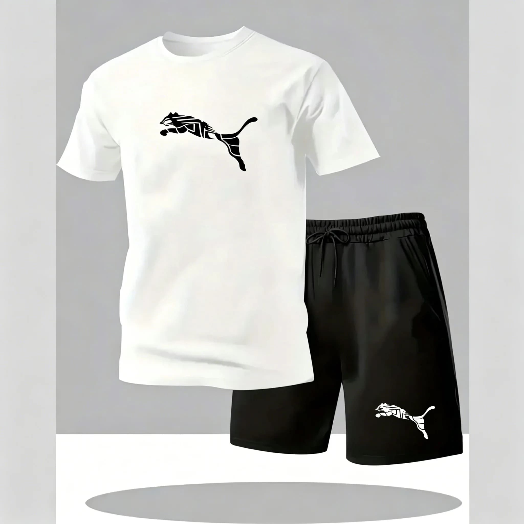 Completo Sportivo Estivo 2026 da Uomo: T-shirt e Pantaloncini Traspiranti, Comodi e alla Moda - Set Sportivo Casual Due Pezzi