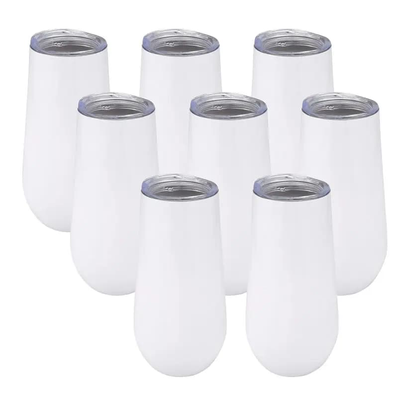 SEWS-8Packs Bicchieri da champagne senza stelo, bicchieri da vino a doppio isolamento da 6 OZ con coperchi, bicchieri da cocktail
