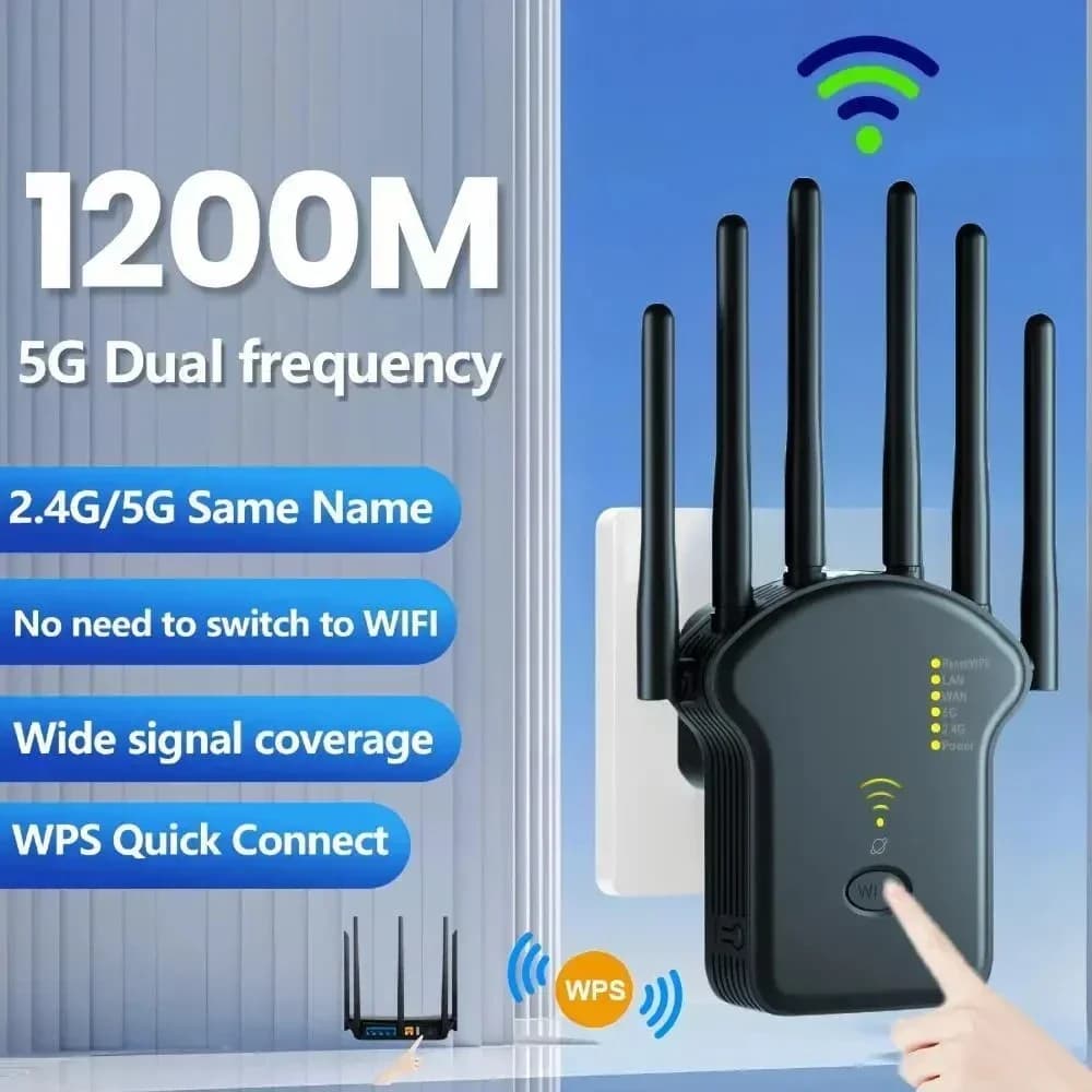 Ripetitore WiFi 1200Mbps Amplificatore wireless dual band 2.4G 5GHz Ripetitore di segnale a lungo raggio di rete per ripetitore Wi-Fi Home Office