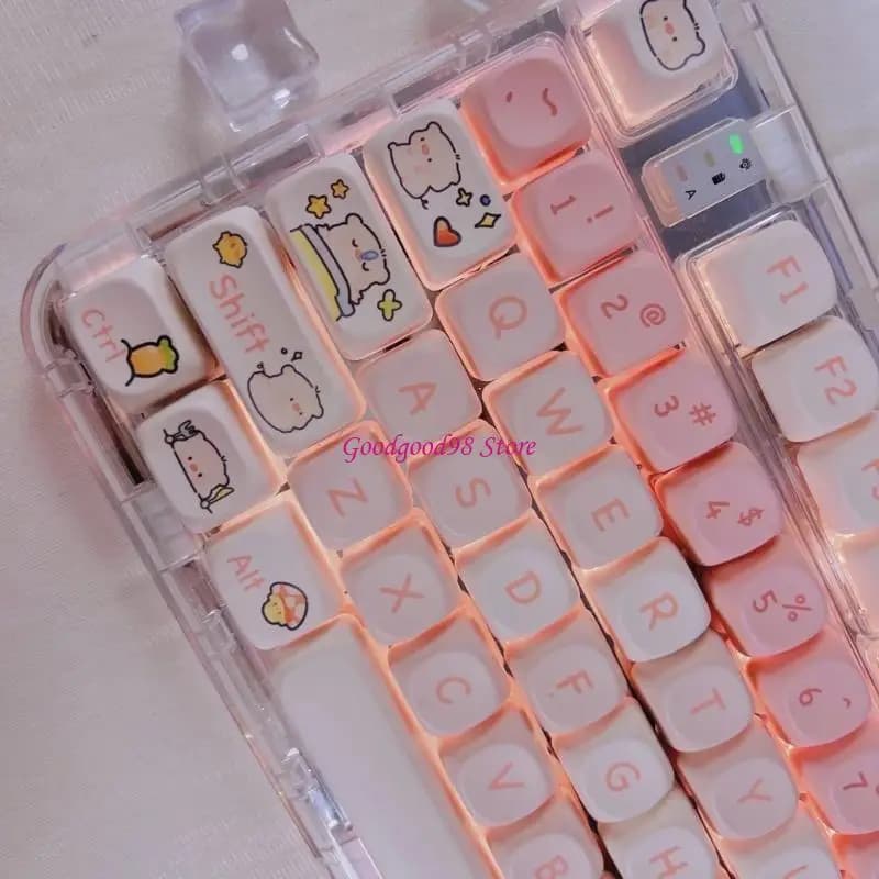 Pink Pig Theme Covers Profile PBT MOA 118 Keyboards for Mechanical Keyboards with Layout Customize Covers