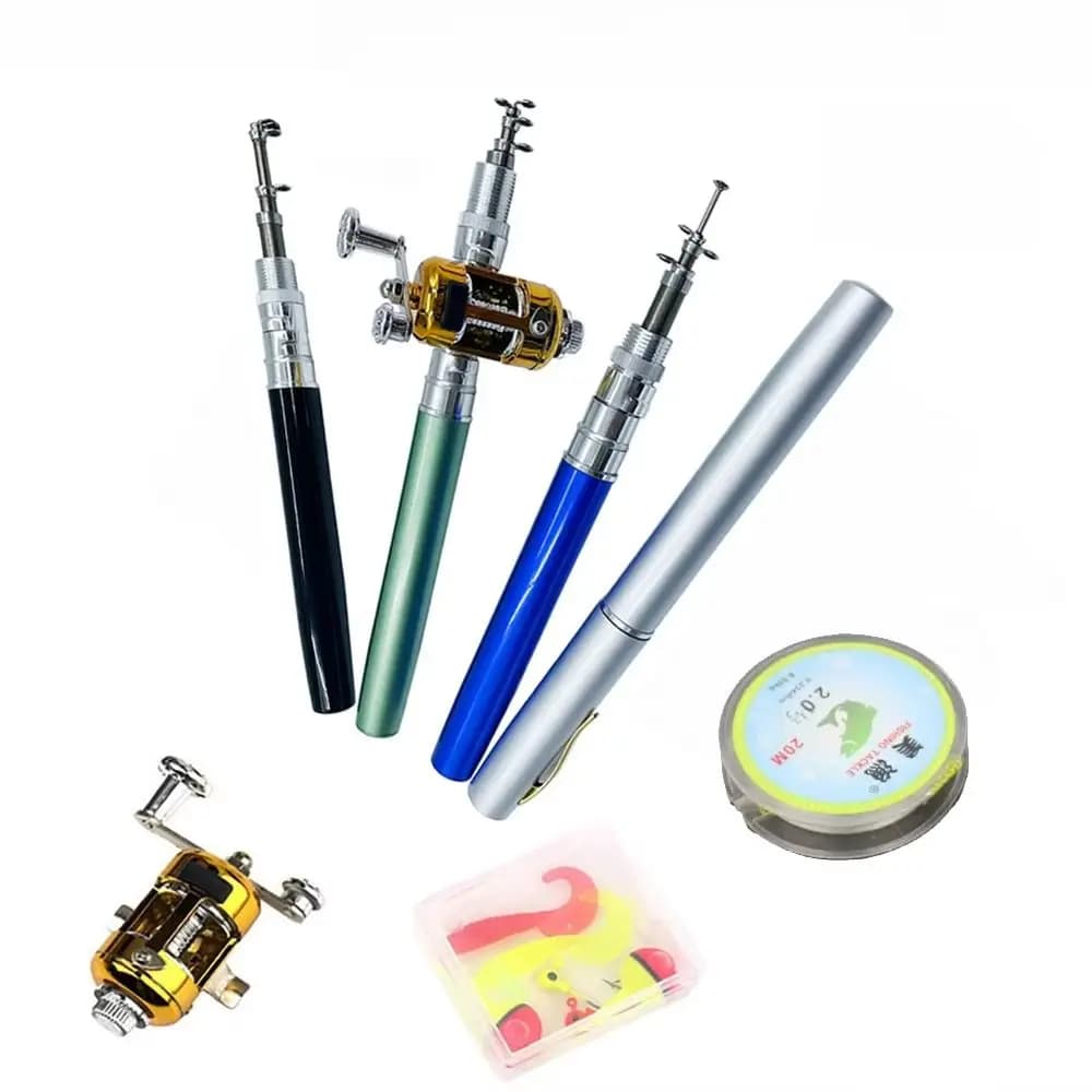 Canna da pesca tascabile telescopica a forma di penna mulinello in carbonio mini canna da pesca kit canna da pesca piegata spinning in lega di alluminio fiume